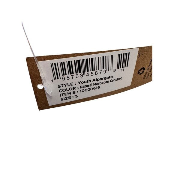 Toms Youth Alpargata Size 3 Natural Moroccan Crochet NWT $60 - Picture 9 of 11